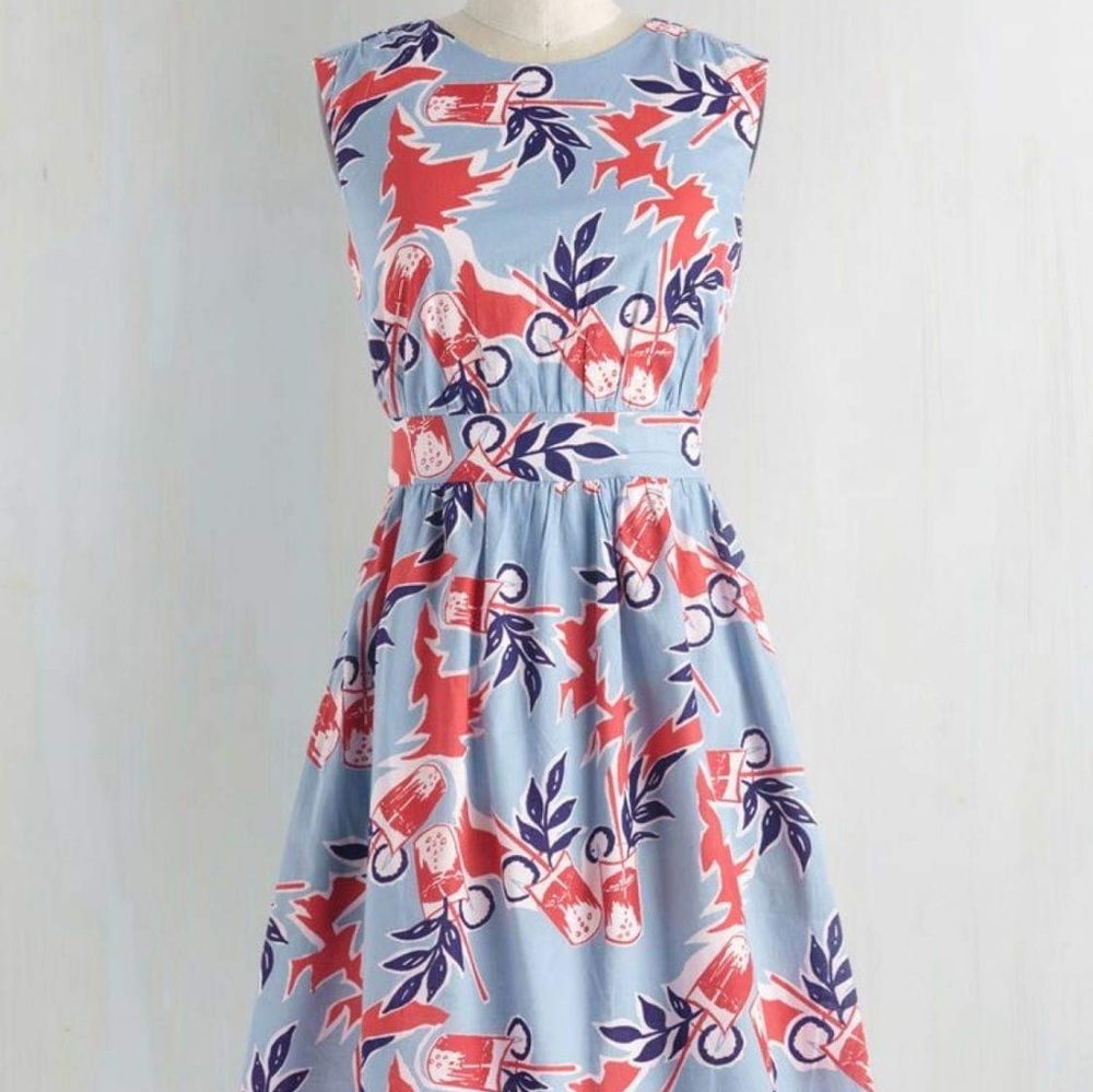 Emily & Fin modcloth print dress M